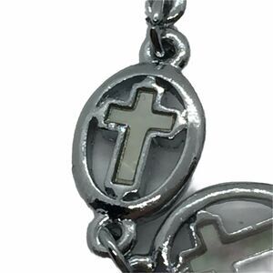 Cross Charm Bracelet Women's Silver Tone Lightweight Mother Of Pearl 7" New Gift